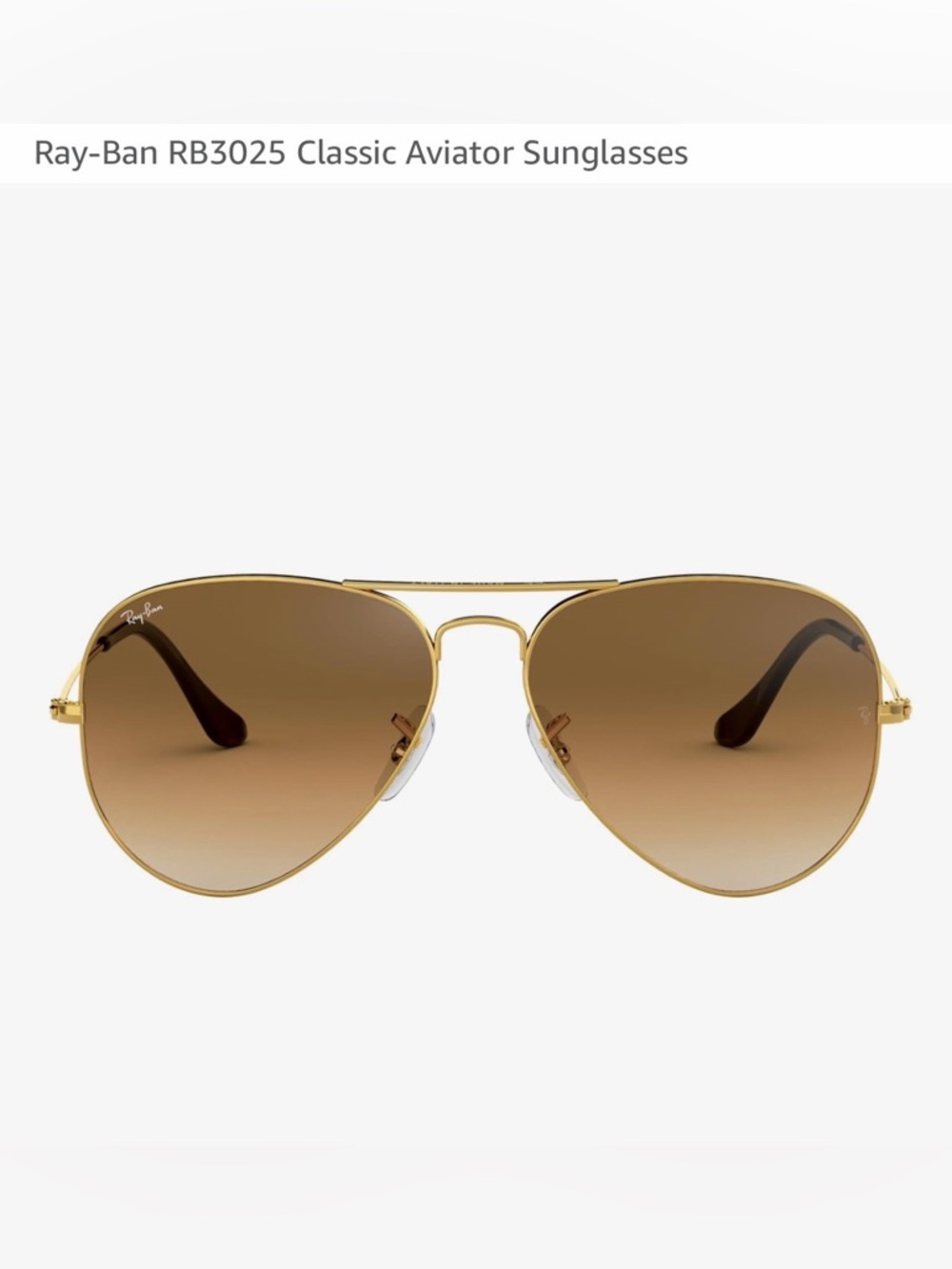 Ray-Ban Gold Frame Aviator Sunglasses with Gradient Brown Lenses